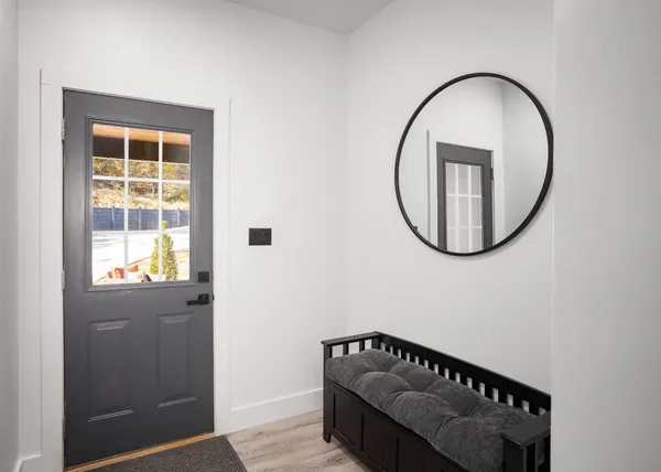 an empty room with windows