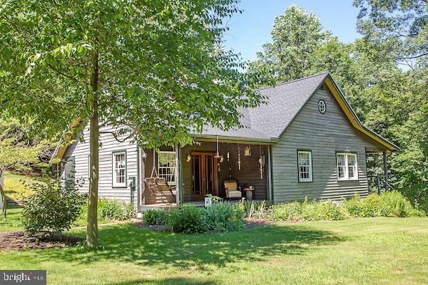 Front porch with french doors to the kitchen.