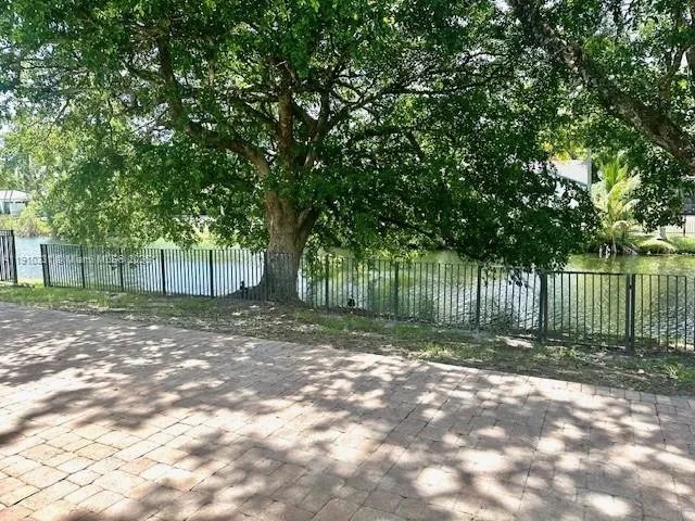 a view of a backyard with tree s