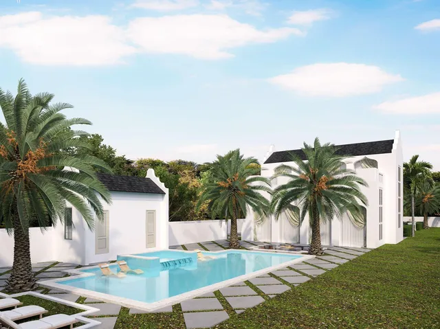 a view of a swimming pool with lounge chair