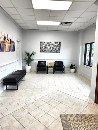 a living room with furniture