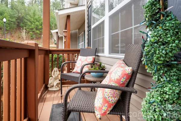 an outdoor view with patio