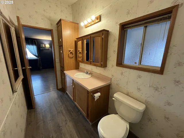 a view of wooden door