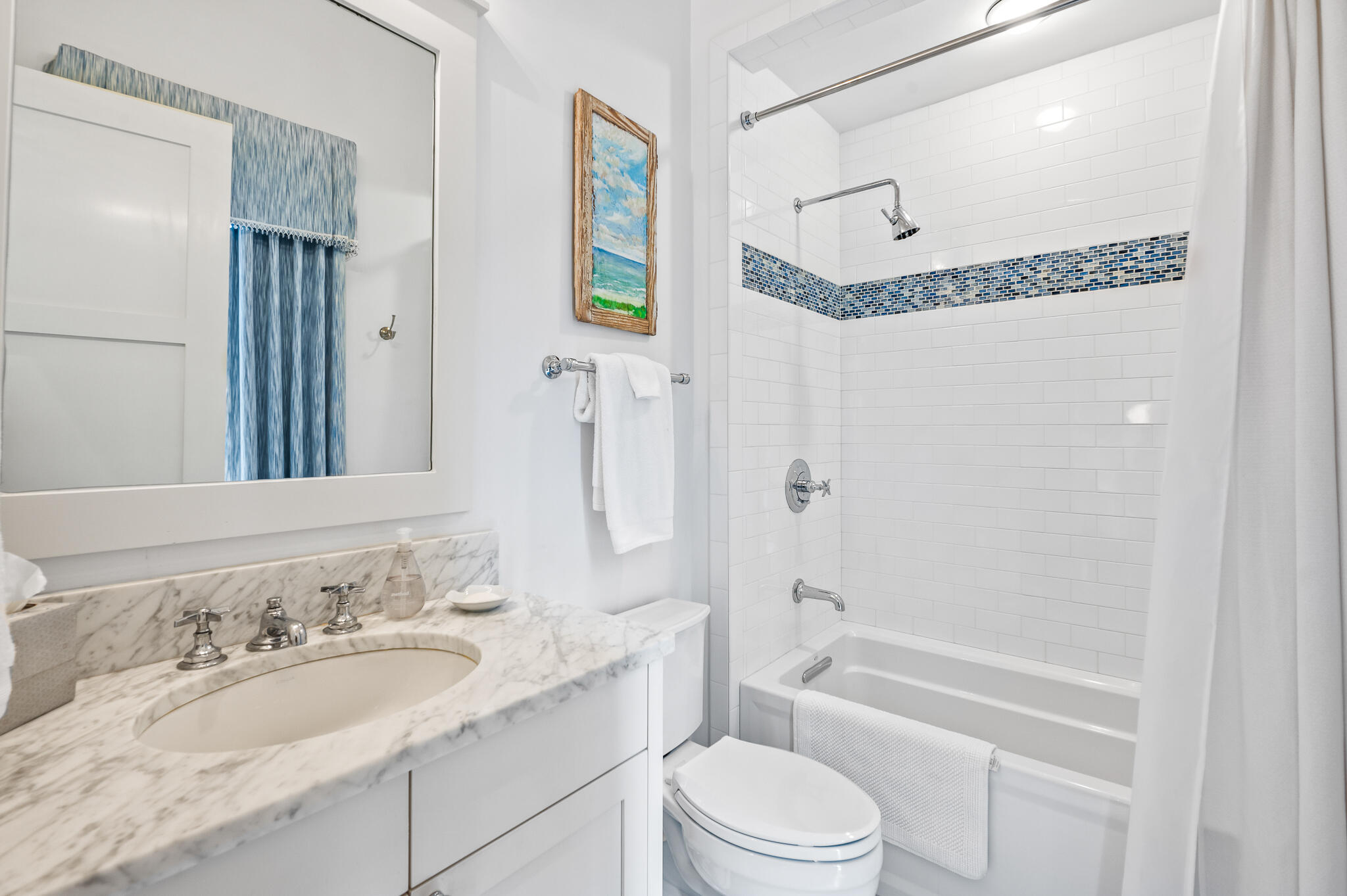 140 North Charles St Inlet Beach Inlet Beach, FL 32461 - Photo 48 of 72 a bathroom with a granite countertop sink a toilet and shower