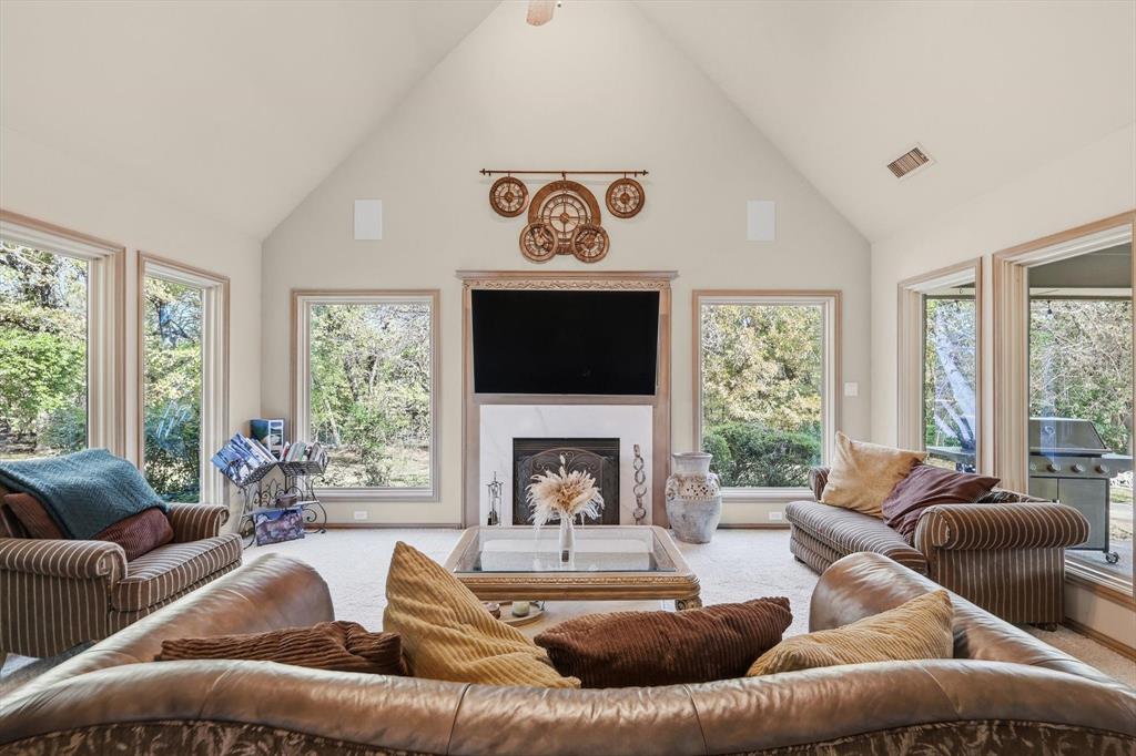2740 High Road Flower Mound, TX 75022 - Photo 6 of 35 a living room with furniture a large window and a fireplace