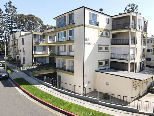 a front view of a multi story building