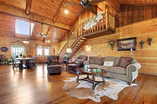 a living room with furniture