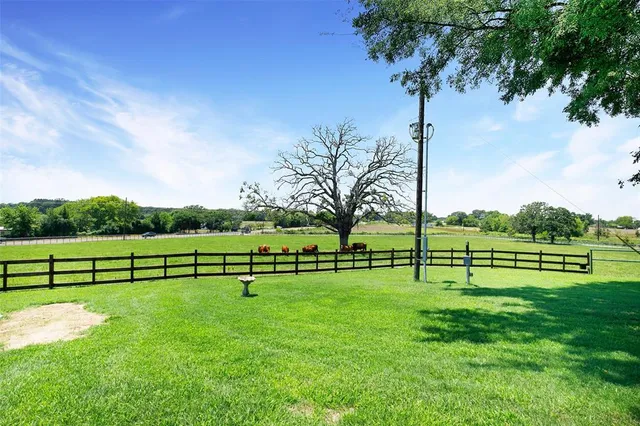 a view of a lake with a yard