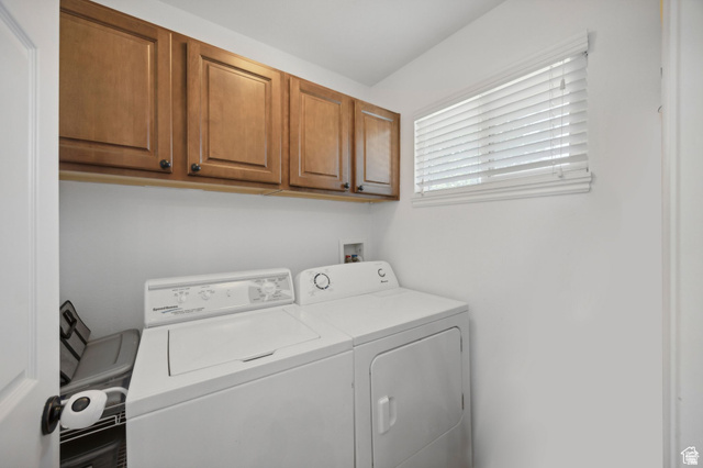 495 North 250 West Springville, UT 84663 - Photo 16 of 35 Laundry area with cabinet space and washer and clothes dryer