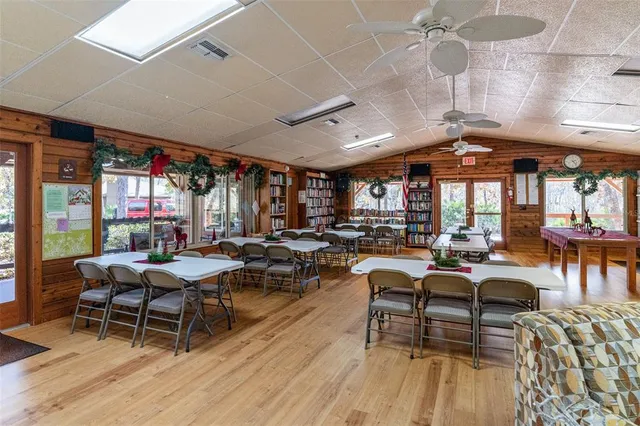 a outdoor space with lots of tables and chairs