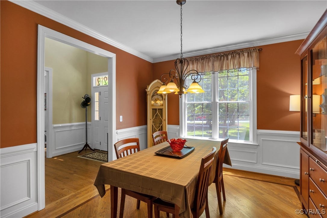 14022 Redhills Road Beaverdam, VA 23015 - Photo 8 of 50 Dining room featuring a chandelier, wainscoted wal