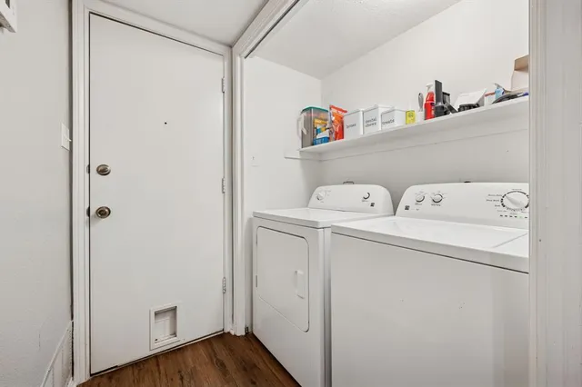 a utility room with dryer and washer
