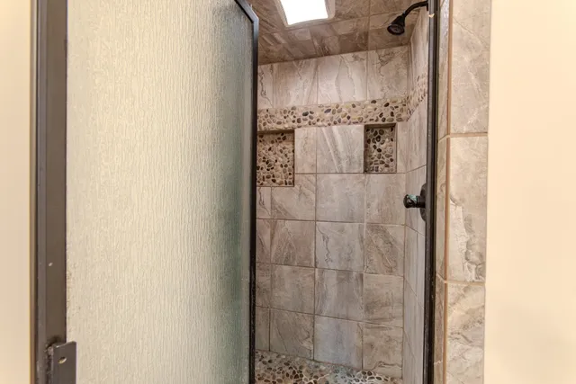 a bathroom with a shower