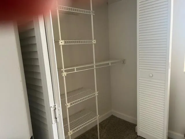 a room with storage and a window