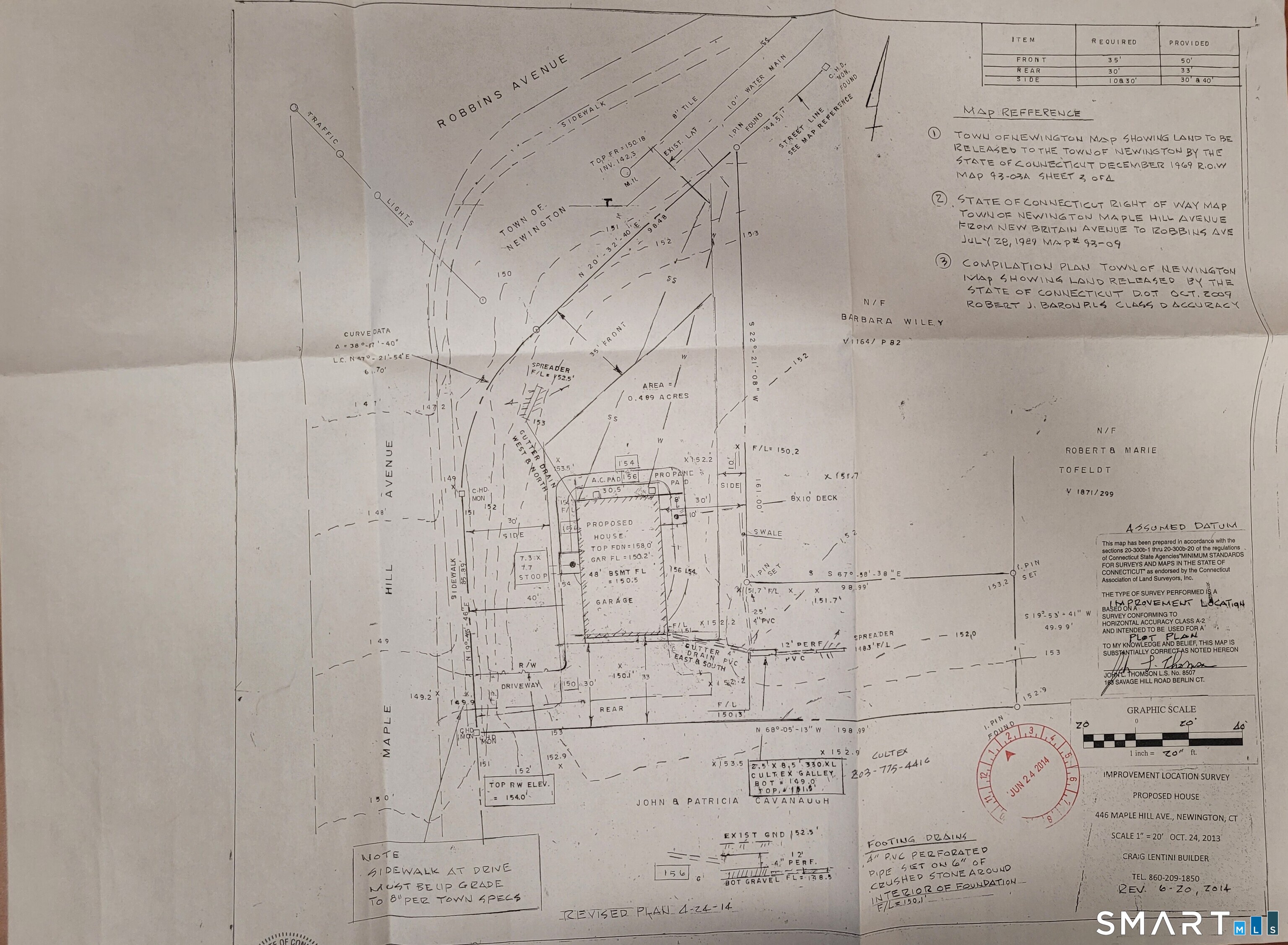 Survey on file at Town