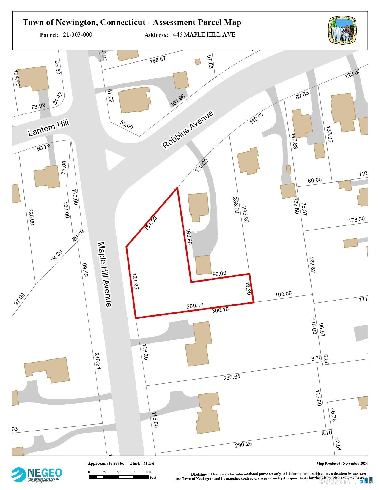 446 Maple Hill Avenue Newington, CT 06111 - Photo 13 of 13 Town of Newington Parcel Map