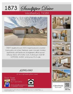 $299,000 | 1873 Sandpiper Drive, Weatherford, TX 76085