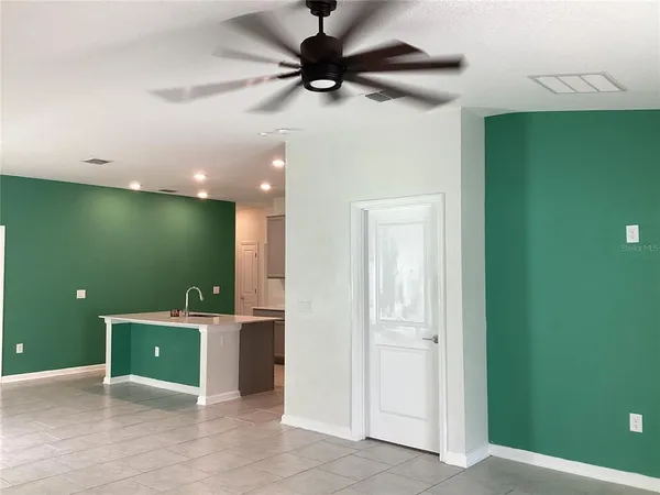 a view of a room with racks on the wall