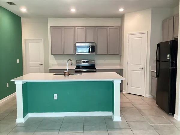a view of a small space with a window