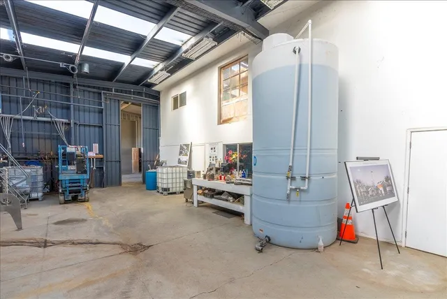 a view of a yard with plants and trees