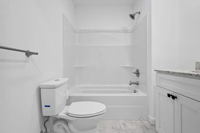 a bathroom with a toilet and a bathtub