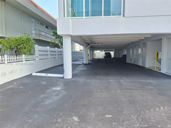 a view of a hallway with a garage