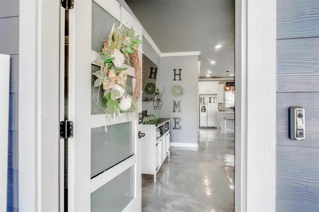 a view of a hallway with closet