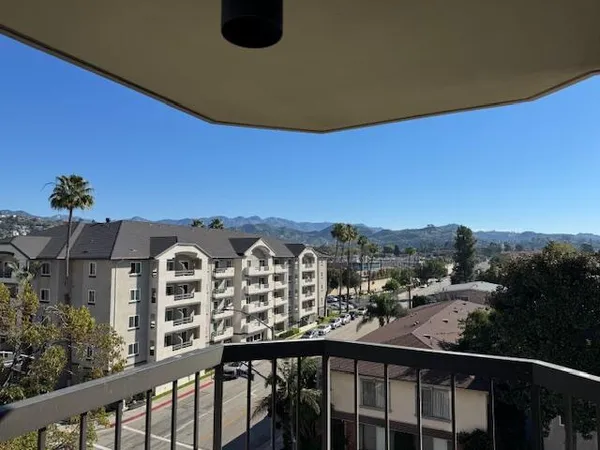 a view of a city from a balcony