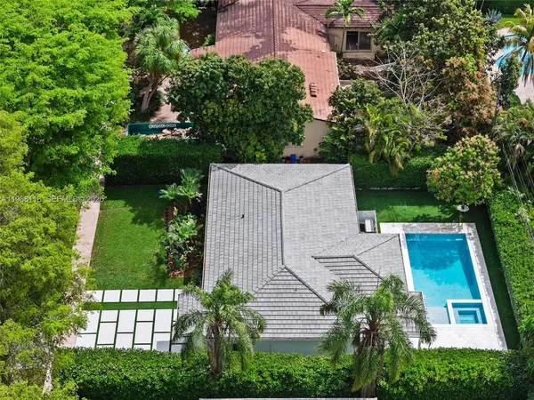 an aerial view of a house