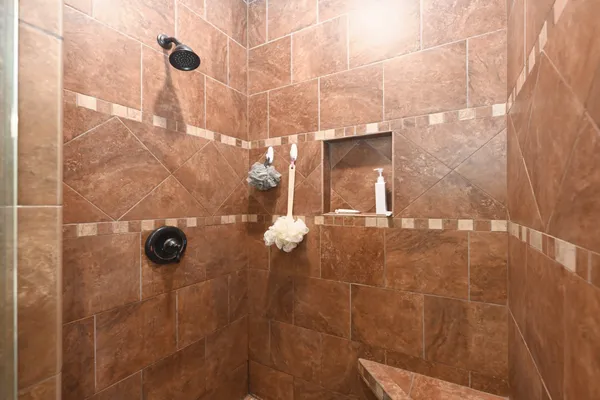 a bathroom with a shower