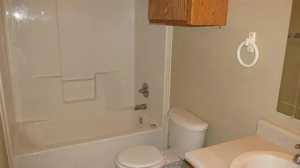 a white toilet sitting next to a bath tub