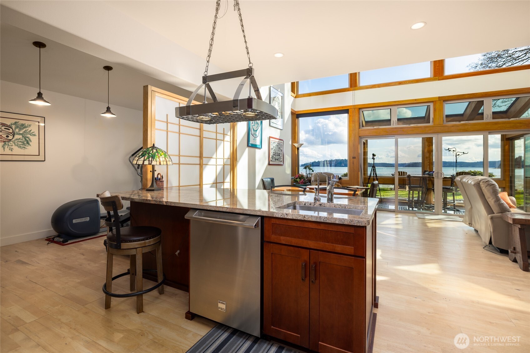 13207 Satterlee Road Anacortes, WA 98221 - Photo 11 of 40 a kitchen with a large window and a view of living room