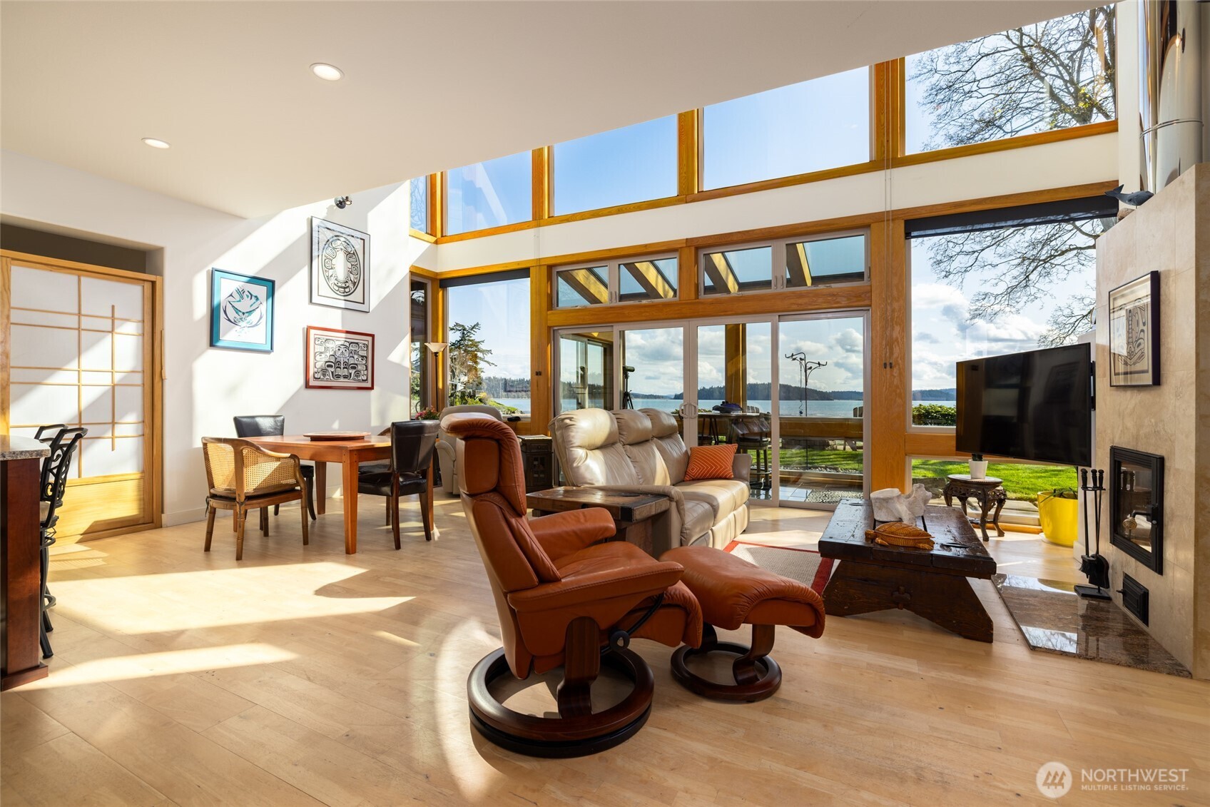 13207 Satterlee Road Anacortes, WA 98221 - Photo 5 of 40 a living room with lots of furniture and a flat screen tv