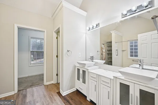 an empty room with windows