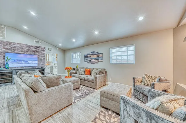 a bedroom with a bed and closet