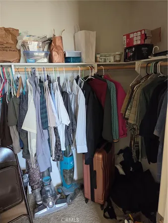 a view of a closet with storage