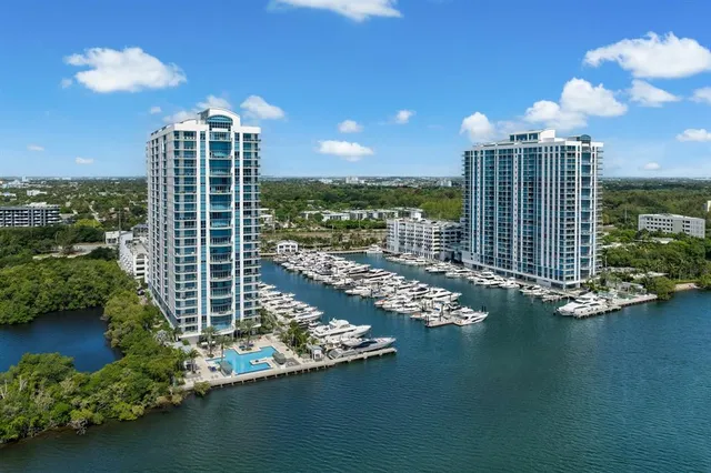 a view of a city with tall buildings