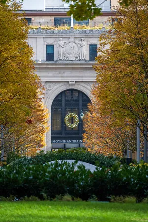 a view of a building with a bench