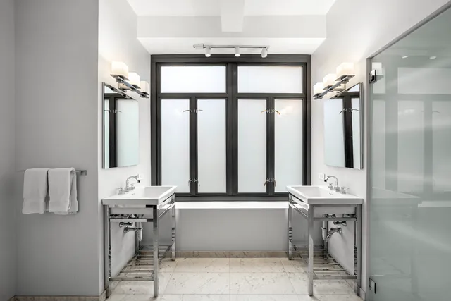 a bathroom with shower