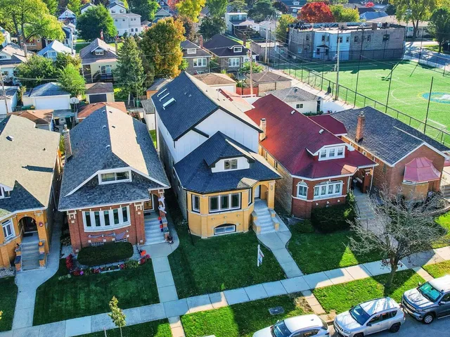 an aerial view of a house