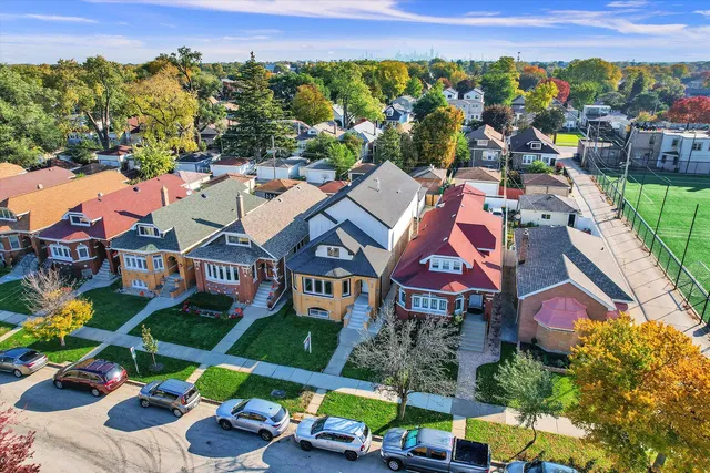 an aerial view of multiple house