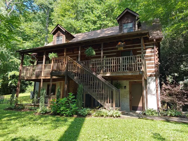a view of a house with a deck