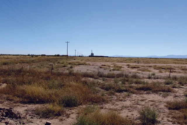 a view of a lush green field with mountains in the background