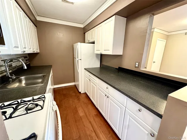 a kitchen with a sink a stove and a refrigerator