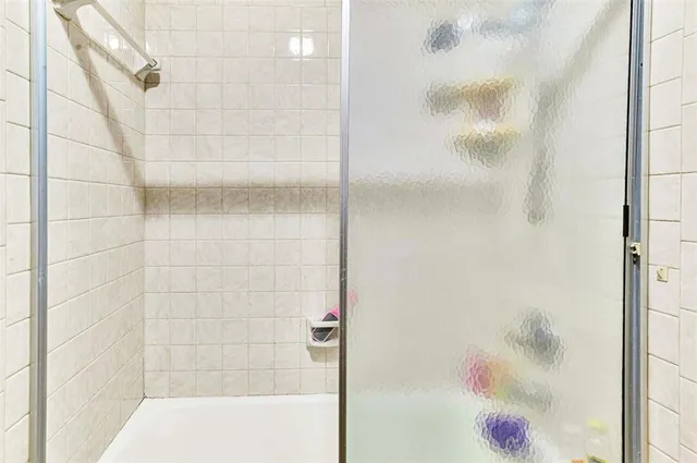 a bathroom with a bathtub