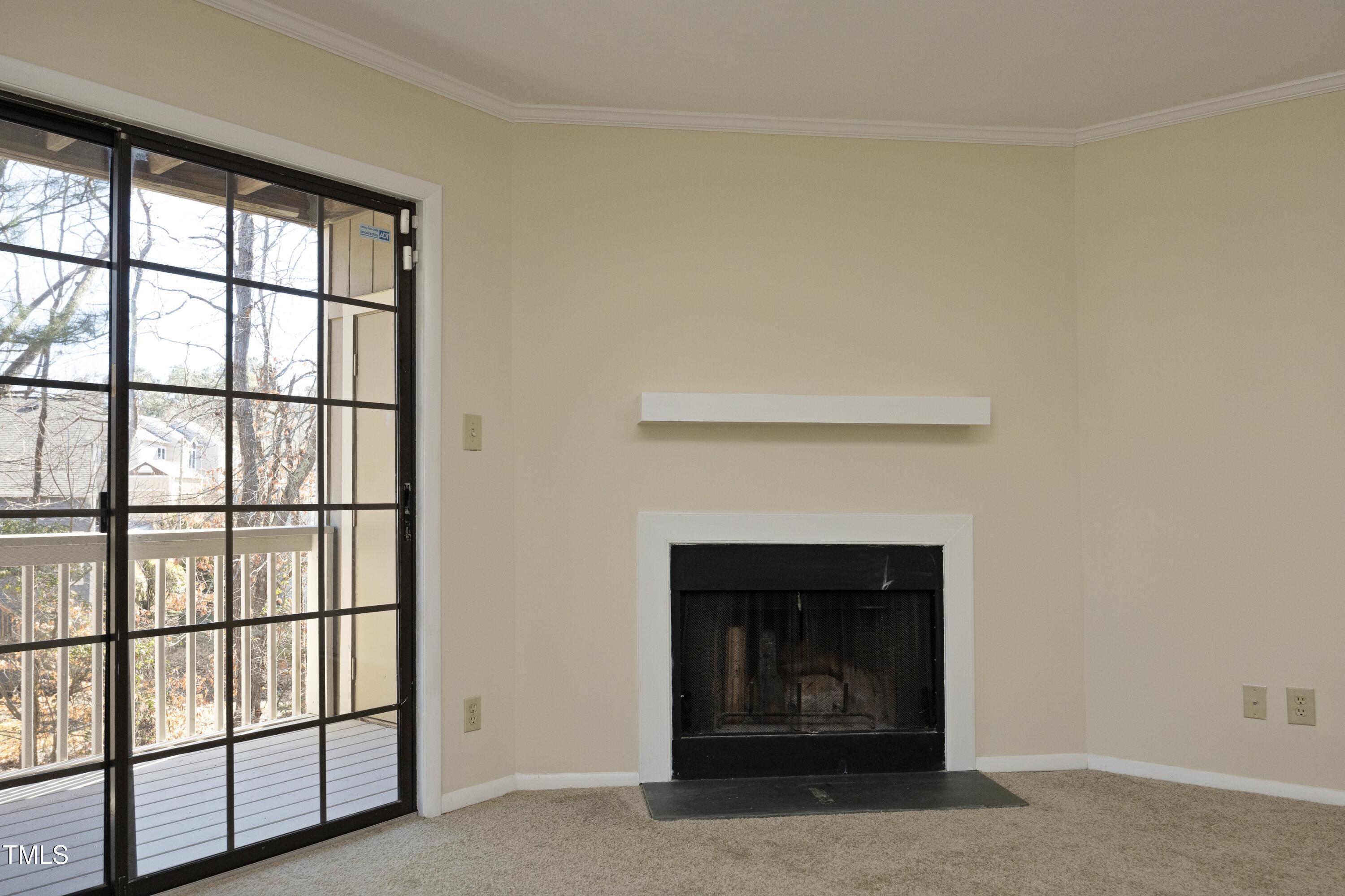 Corner Wood Burning Fireplace