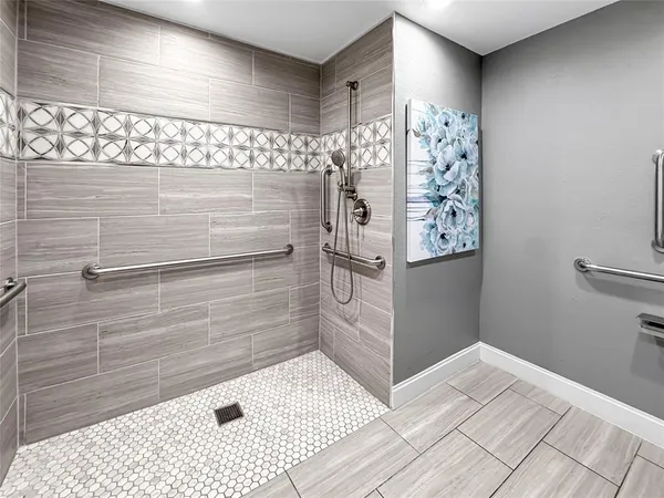 a bathroom with a shower