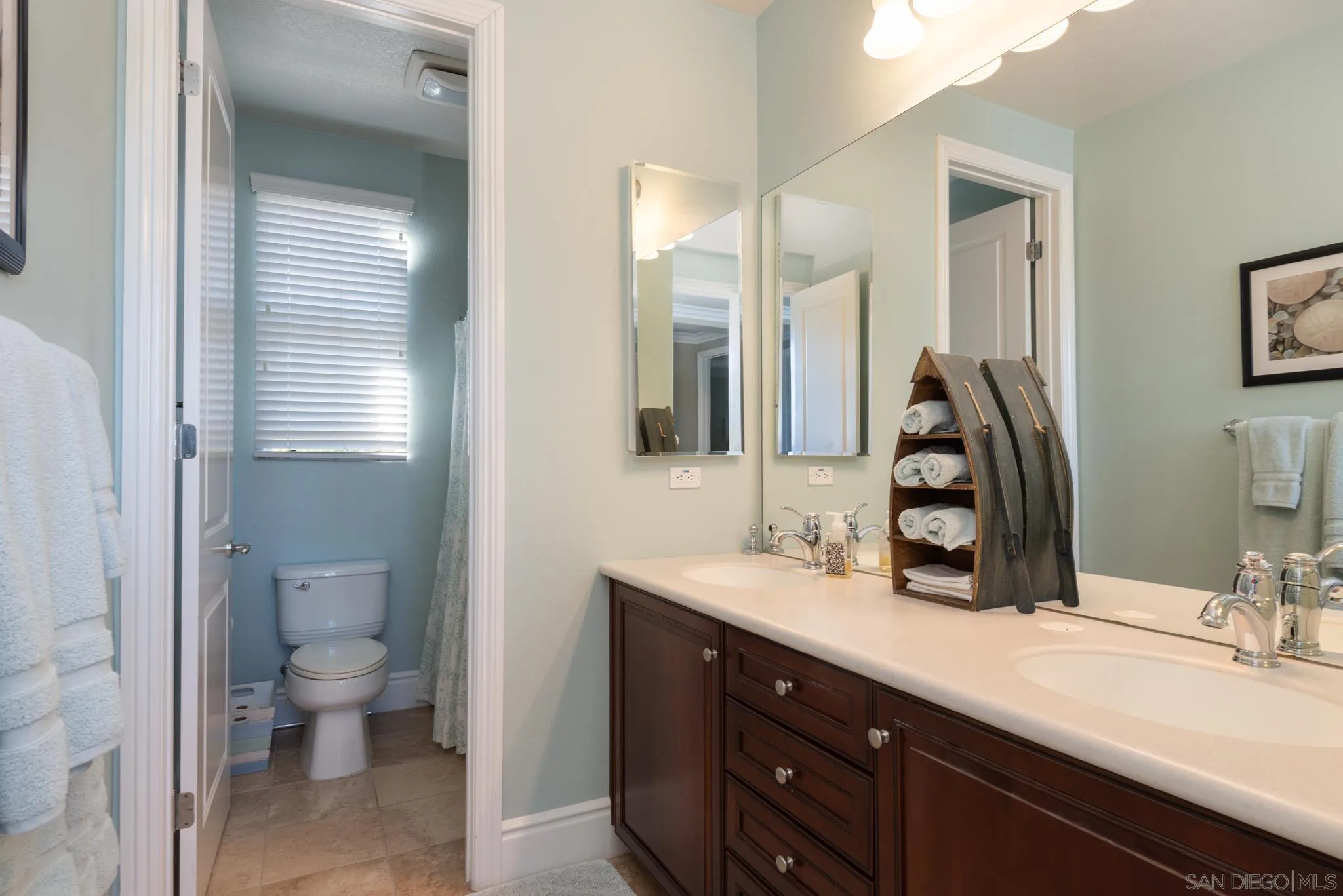 3234 Corte Aliso Carlsbad, CA 92009 - Photo 25 of 44 a bathroom with a double vanity sink mirror and toilet