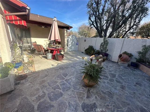 a view of a chairs in a patio