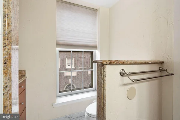 a close view of a bathroom